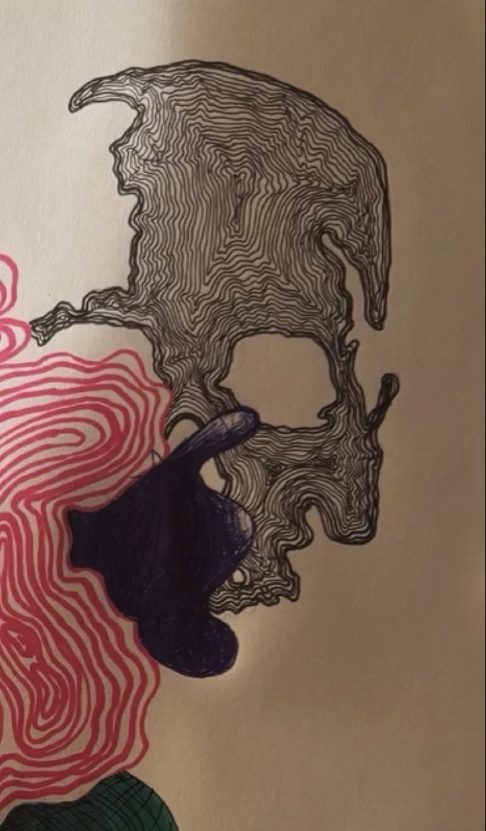 Contour Skull — Ink on paper